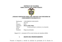 Auto que niega solicitud de preclusión solicitada por la Fiscalía a favor de Álvaro Uribe